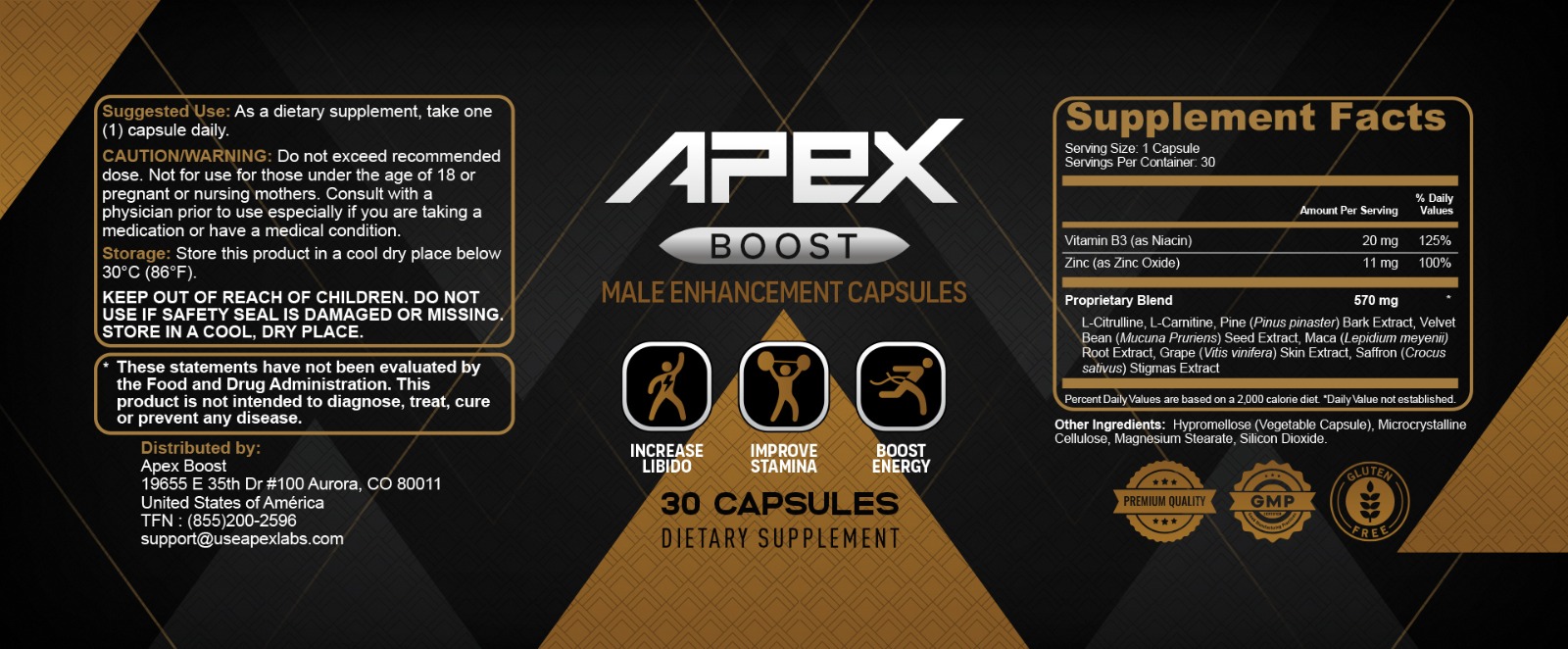 Apex Boost — Supplement Facts label