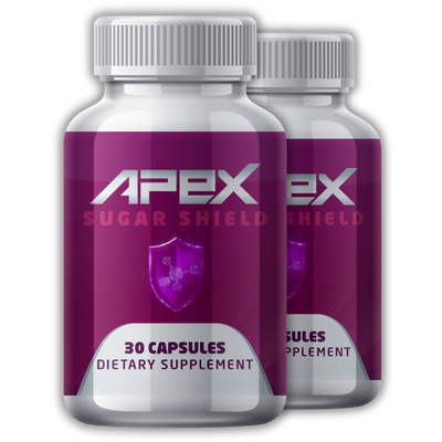 Two bottles of Apex Sugar Shield — daily glucose wellness support